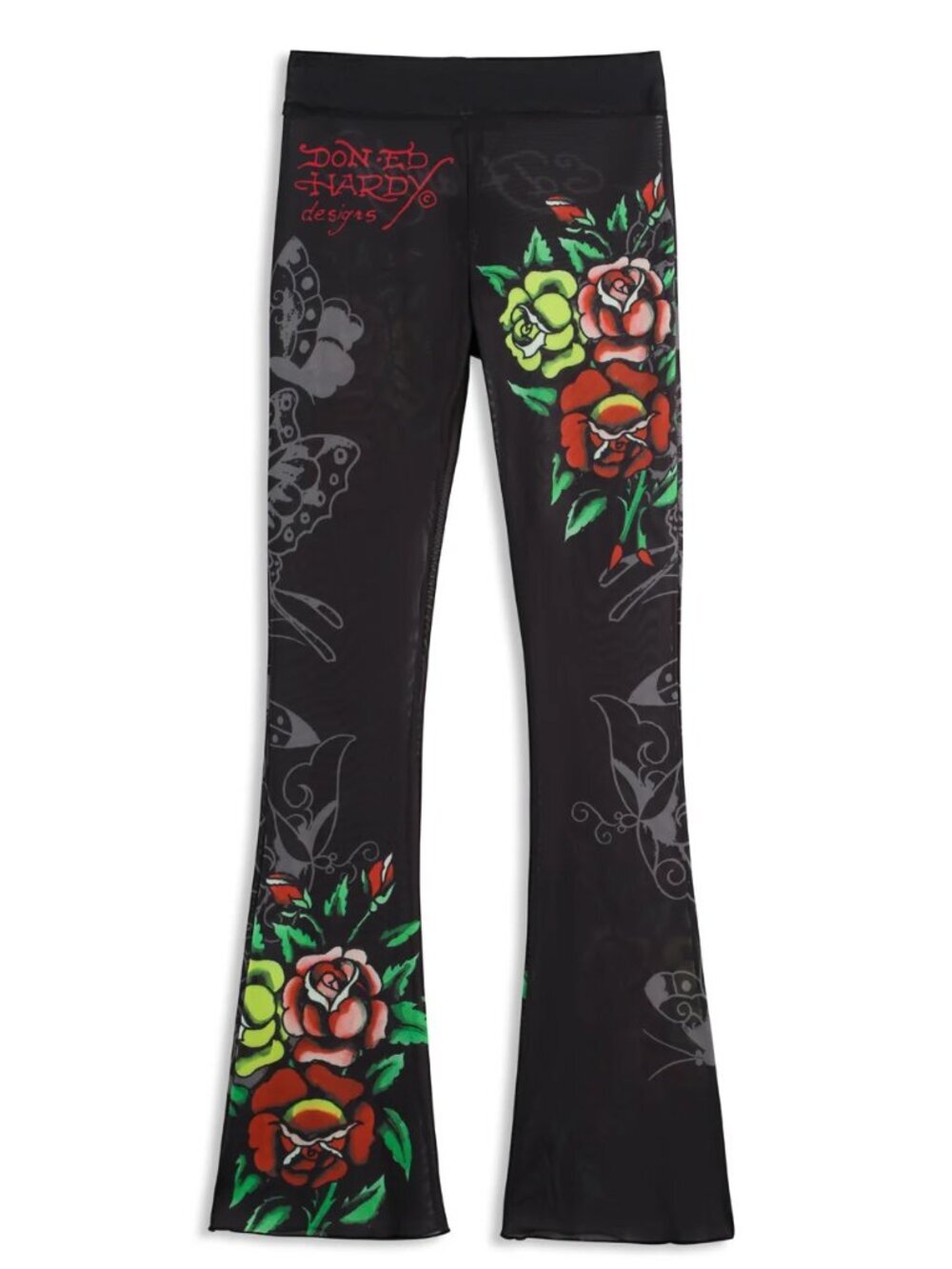 NWT Ed Hardy Women's Rose Mesh Swim Cover Up Pant - Black